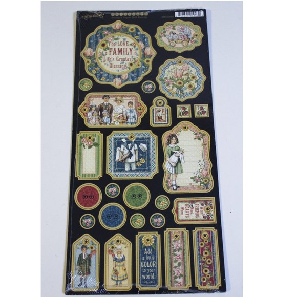 Graphic 45 Penny's Paper Doll Family Die Cut Chipboard Tags Scrapbook - Picture 2 of 6